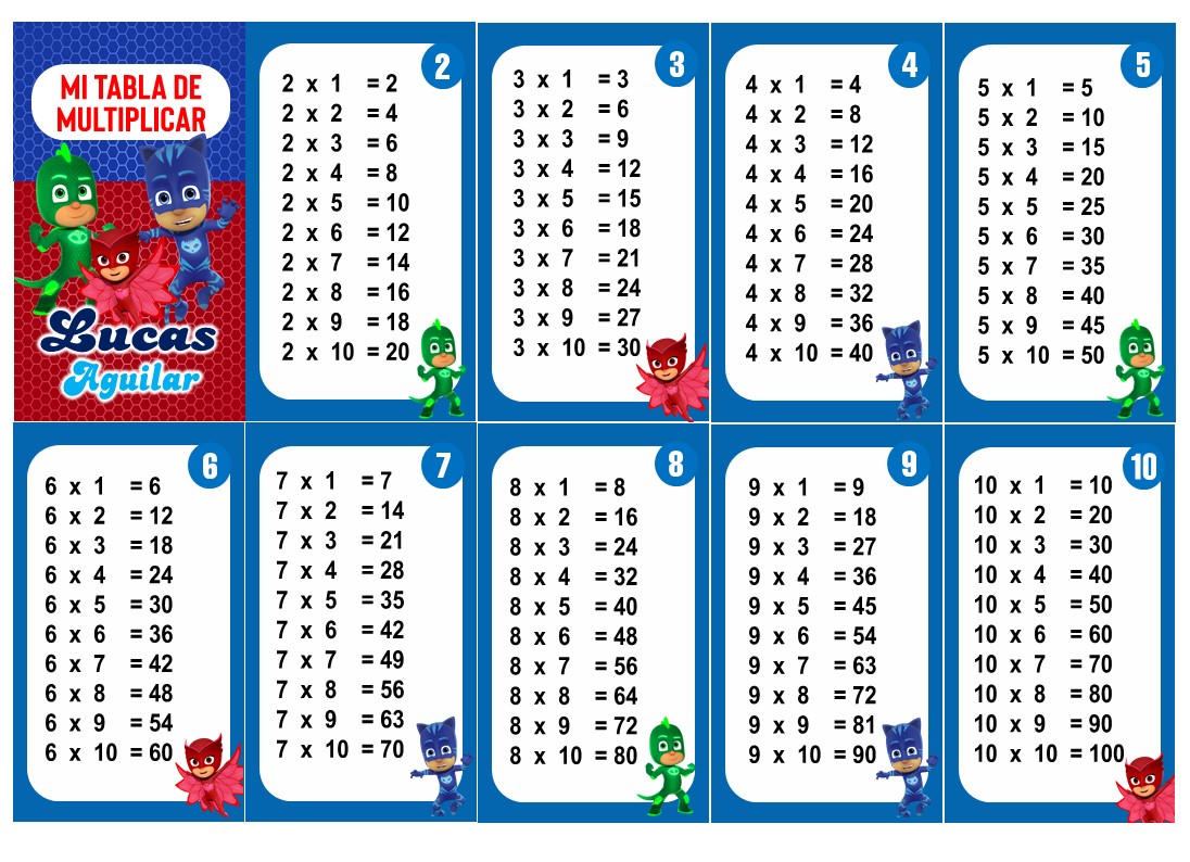 Heroes en pijamas Tabla de Multiplicar